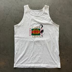 Vintage Y2K Cucci Theresa Baxter White Graphic Tank Top Women's Large